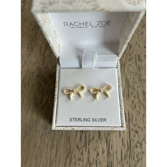Rachel Zoe Gold and Faux Pearl Coquette Bow Earrings - OS - Picture 1 of 3